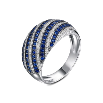 GOLD RING WITH SAPPHIRE AND DIAMONDS - К1927с