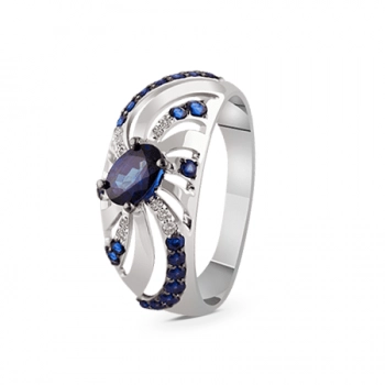 GOLD RING WITH SAPPHIRES AND DIAMONDS — К1936