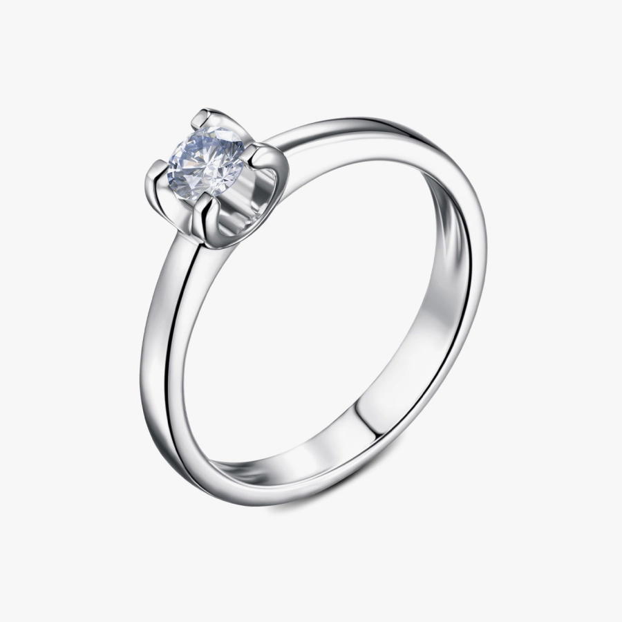 Класична каблучка з діамантом у короноподібній оправі — К1943