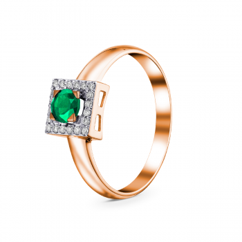 GOLD RING WITH EMERALD AND DIAMONDS - К1946и