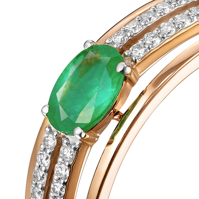 GOLD RING WITH EMERALD AND DIAMONDS - К1947и