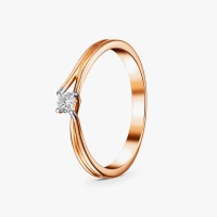 Red gold ring with a diamond in an elegant frame - К1961