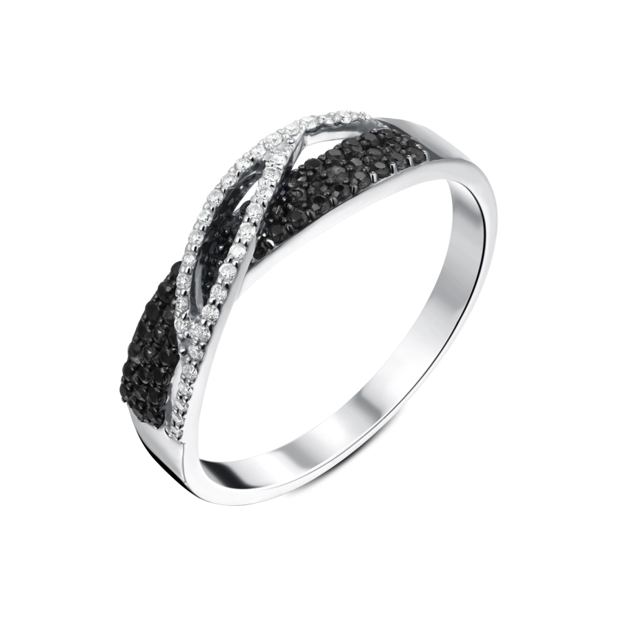 GOLD RING WITH BLACK DIAMONDS AND DIAMONDS - К1938ч