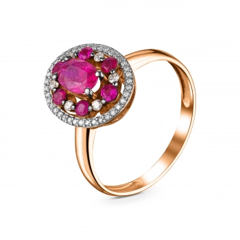 GOLD RING WITH RUBIES AND DIAMONDS - К1984