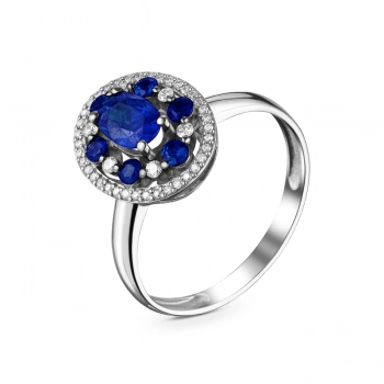 GOLD RING WITH DIAMONDS AND SAPPHIRES - К1984с