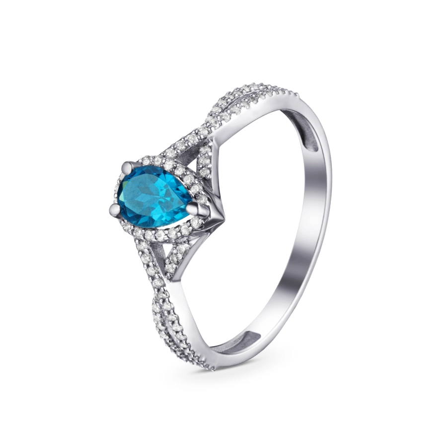 GOLD RING WITH SAPPHIRE AND DIAMONDS - K1989