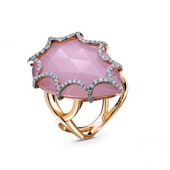 GOLD RING WITH CHALCEDONY AND DIAMONDS - К5002