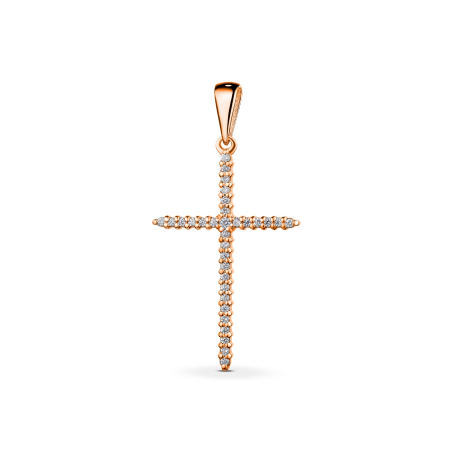 ЗОЛОТОЙ КРЕСТИК С БРИЛЛИАНТАМИ — П090