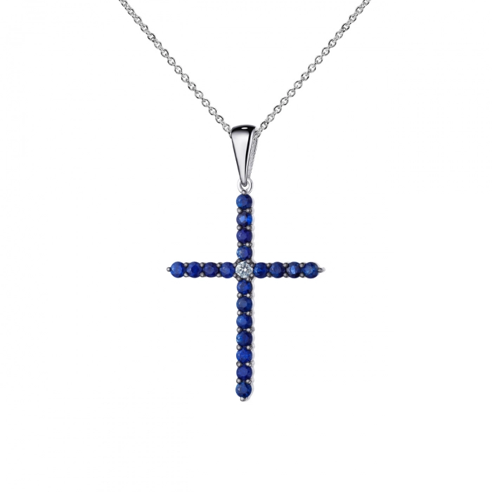 GOLD CROSS WITH SAPPHIRES - П203с