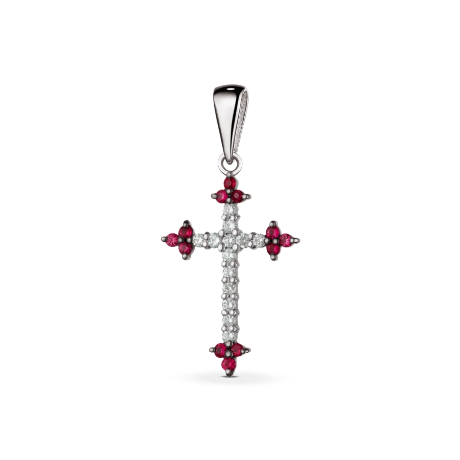 GOLD CROSS WITH RUBIES AND DIAMONDS — П215