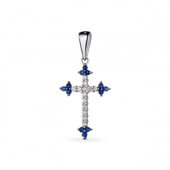 GOLD CROSS WITH SAPPHIRES AND DIAMONDS - П215