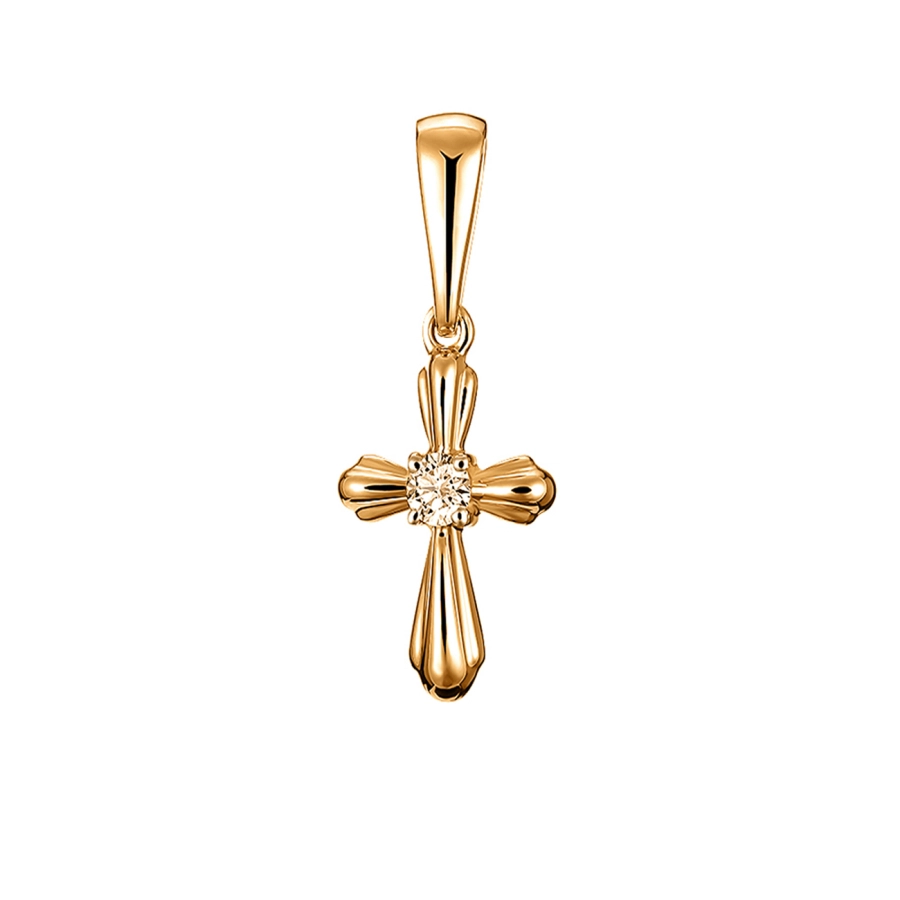 ЗОЛОТИЙ ХРЕСТИК З ДІАМАНТАМИ - П217