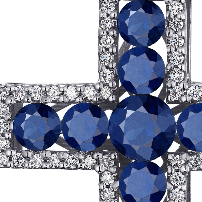 GOLD CROSS WITH SAPPHIRES AND DIAMONDS - П219с