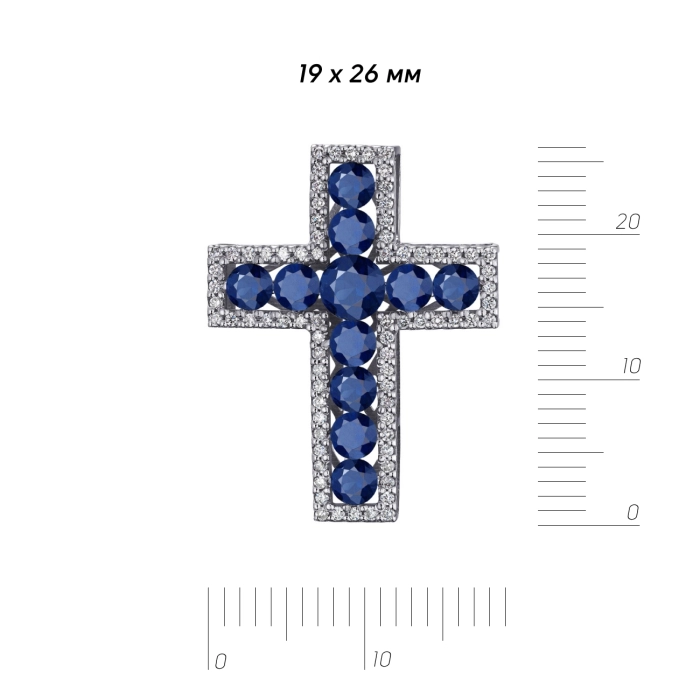 GOLD CROSS WITH SAPPHIRES AND DIAMONDS - П219с
