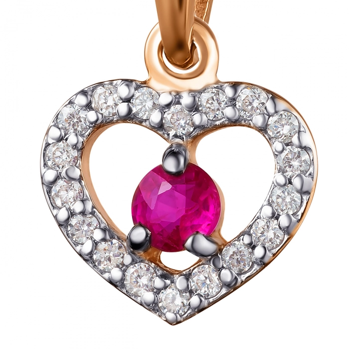 GOLD PENDANT WITH RUBY AND DIAMONDS - П221р