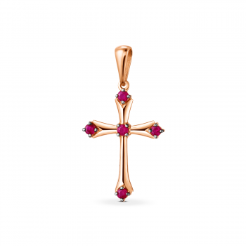 GOLD CROSS WITH RUBIES - П224