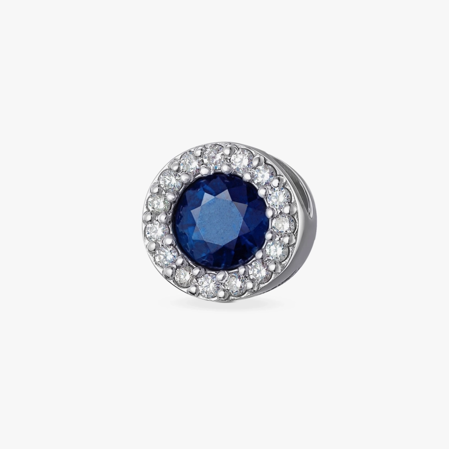 Підвіска-конектор із сапфіром і діамантами в білому золоті — П248с