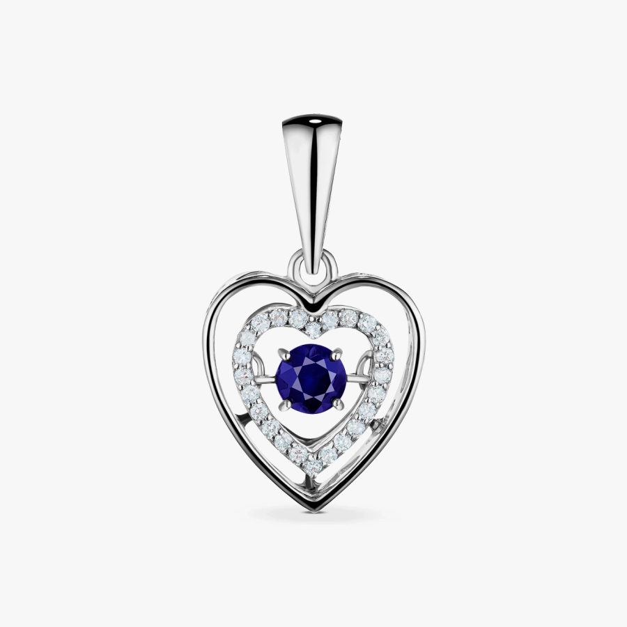 Золотая подвеска с сапфиром в форме сердца — П282