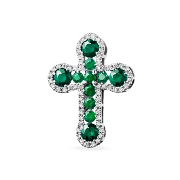 GOLD CROSS WITH EMERALDS AND DIAMONDS - П283и