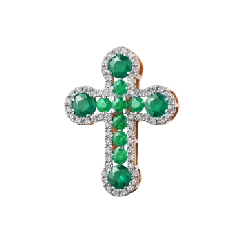 GOLD CROSS WITH EMERALDS AND DIAMONDS - П283и