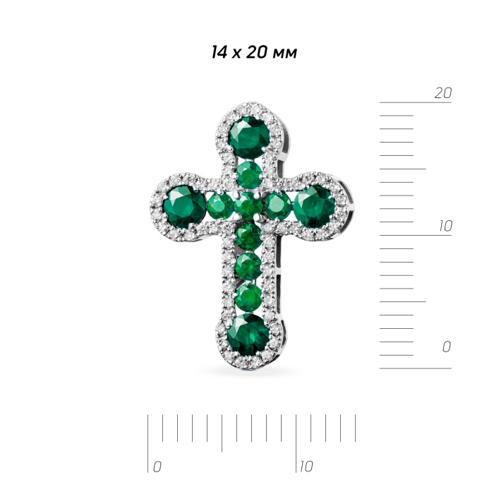 GOLD CROSS WITH EMERALDS AND DIAMONDS - П283и