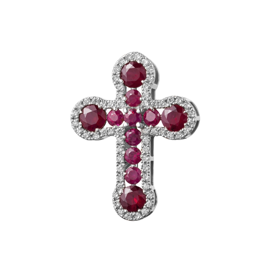 ЗОЛОТОЙ КРЕСТИК С РУБИНАМИ И БРИЛЛИАНТАМИ - П283р