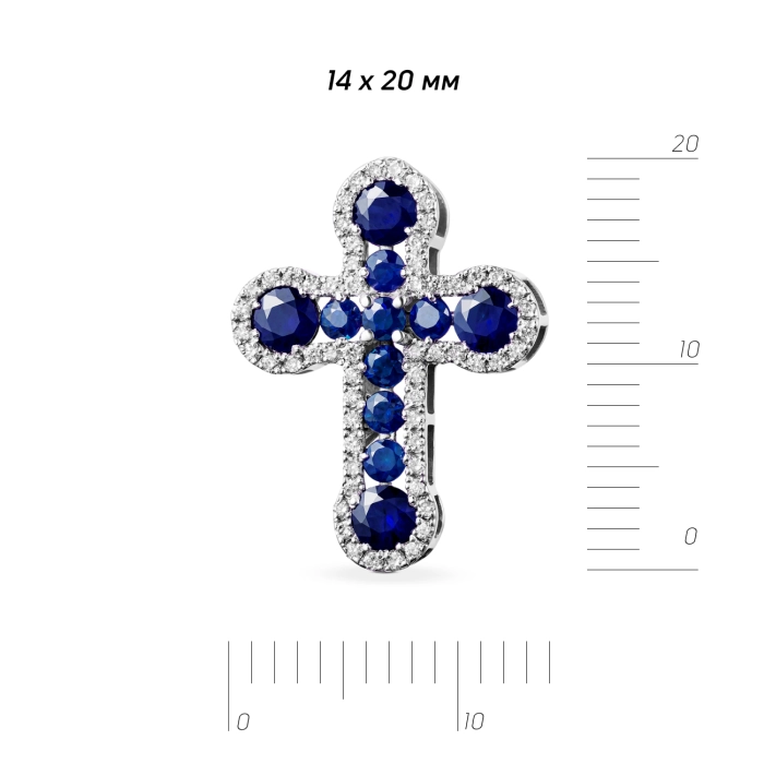 GOLD CROSS WITH SAPPHIRES AND DIAMONDS - П283с