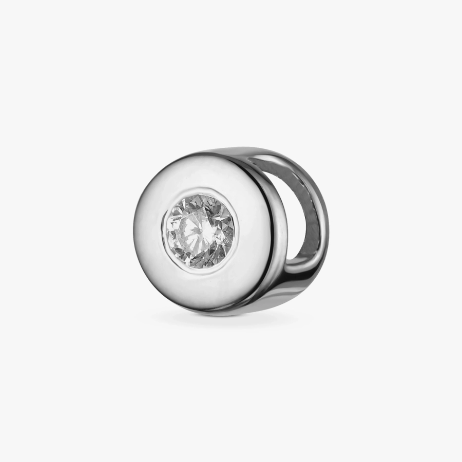 White gold pendant with a diamond in a smooth setting - П341