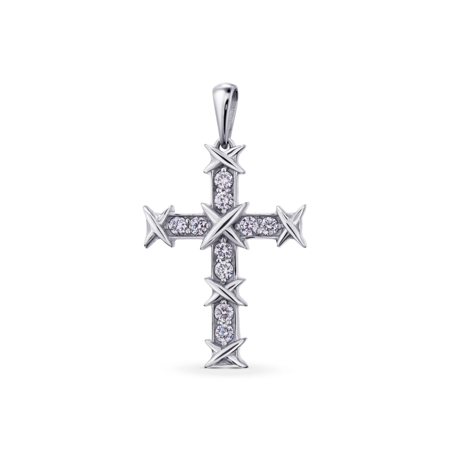 ЗОЛОТИЙ ХРЕСТИК З ДІАМАНТАМИ - П358