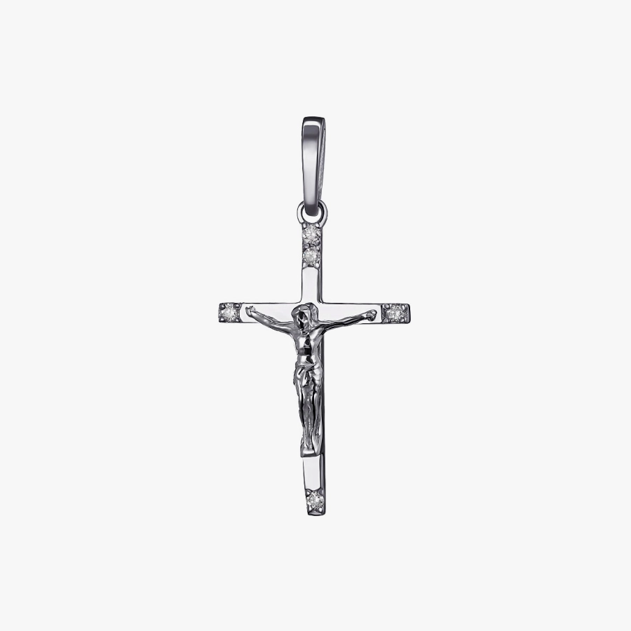 White Gold Cross with Diamonds - П380