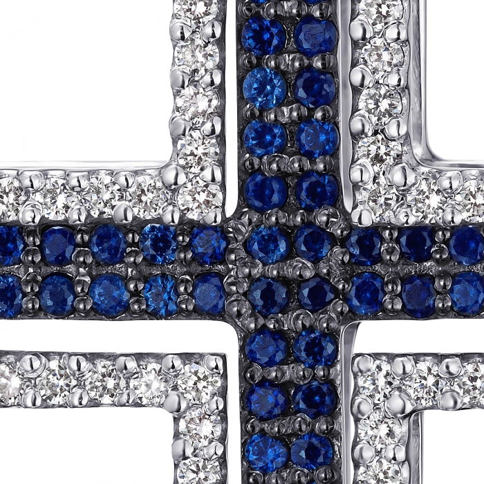 GOLD CROSS WITH SAPPHIRES AND DIAMONDS - П383с
