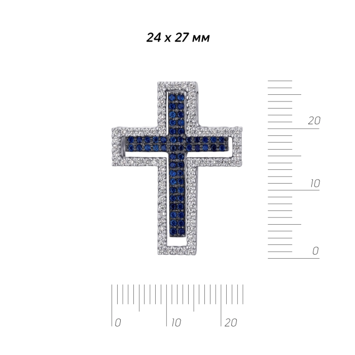 GOLD CROSS WITH SAPPHIRES AND DIAMONDS - П383с