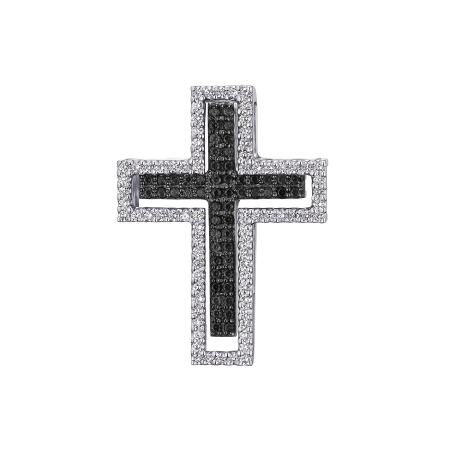 GOLD CROSS WITH BLACK DIAMONDS - П383ч