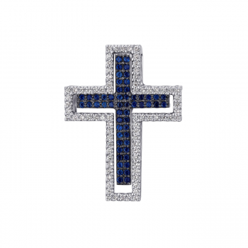 GOLD CROSS WITH SAPPHIRES AND DIAMONDS - П383.9с