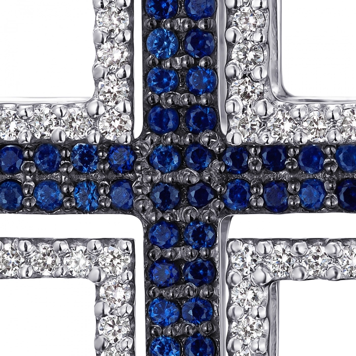 GOLD CROSS WITH SAPPHIRES AND DIAMONDS - П383.9с