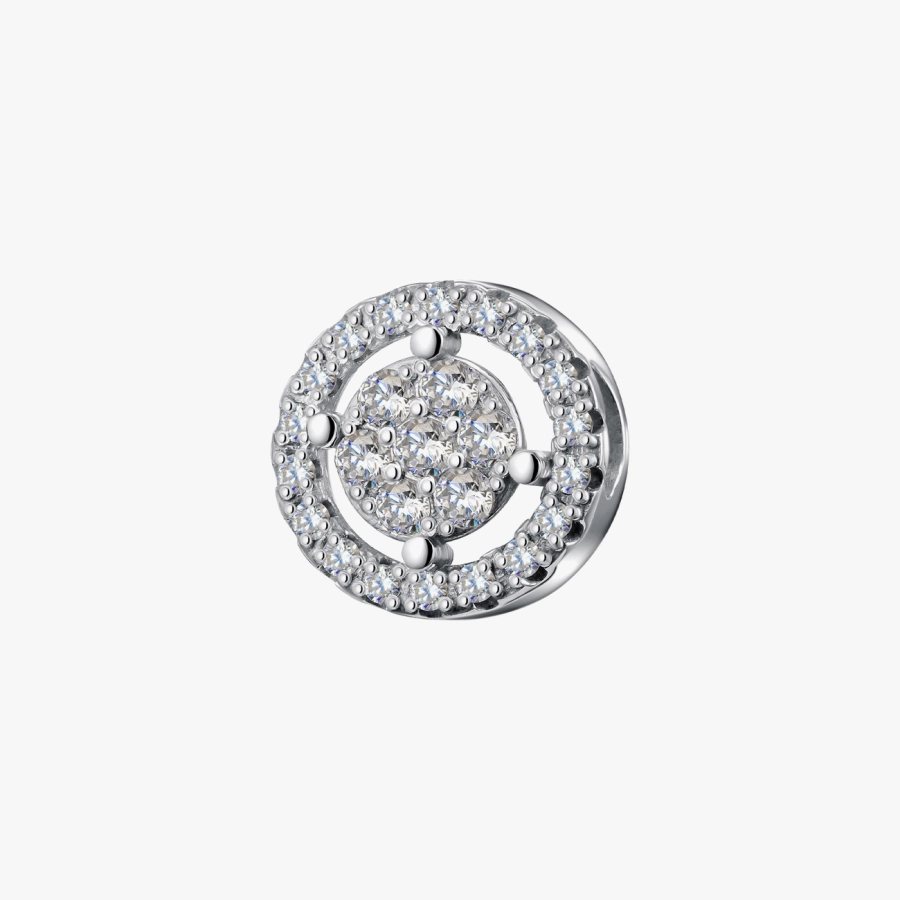 White Gold Diamond Button Pendant - П384