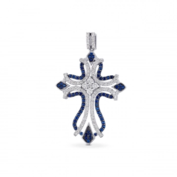 GOLD CROSS WITH SAPPHIRES AND DIAMONDS - П386