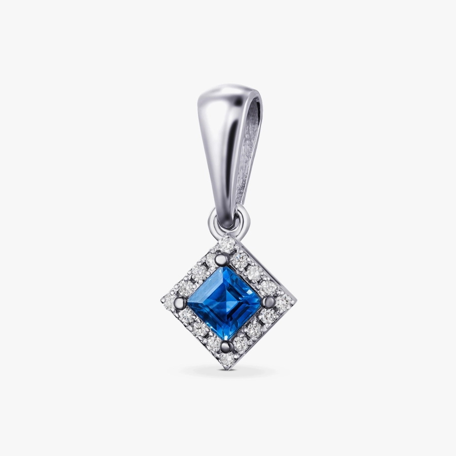 Sapphire and Diamond Pendant in White Gold — П389с