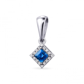 GOLD PENDANT WITH SAPPHIRE AND DIAMONDS — П389с