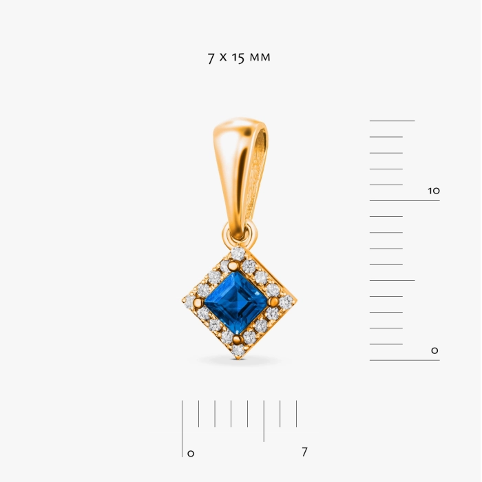 Підвіс із сапфіром та діамантами з жовтого золота - П389