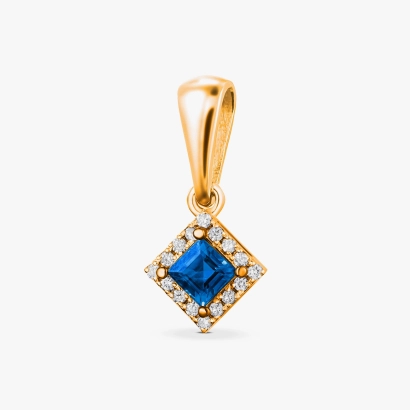 Yellow Gold Sapphire and Diamond Pendant - П389