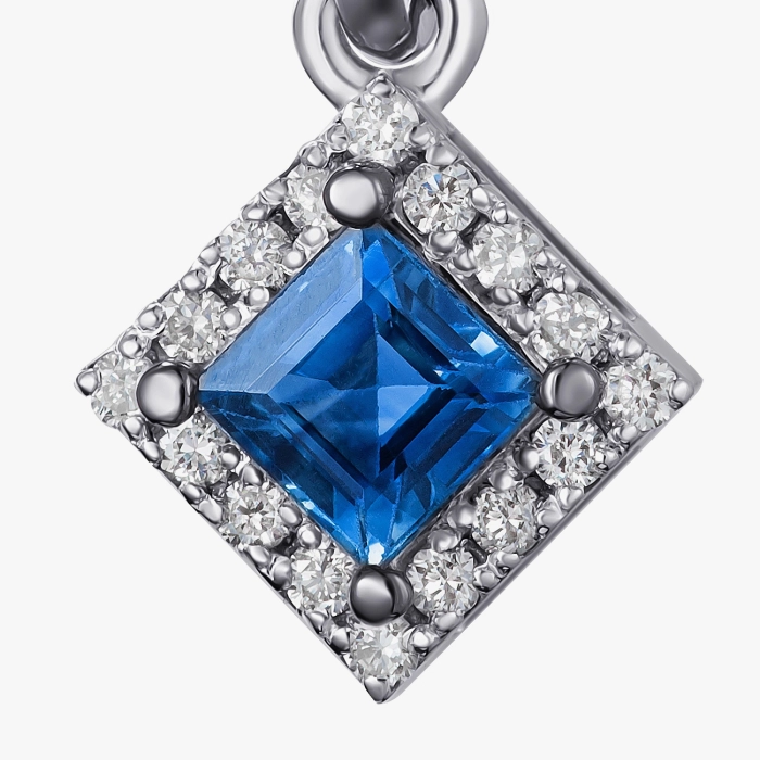 Sapphire and Diamond Pendant in White Gold — П389с