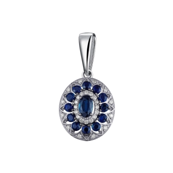 GOLD PENDANT WITH SAPPHIRES AND DIAMONDS — П414с