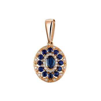 GOLD PENDANT WITH SAPPHIRES AND DIAMONDS — П414с