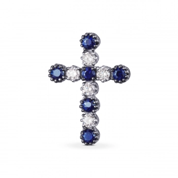 GOLD CROSS WITH SAPPHIRES AND DIAMONDS - П429с