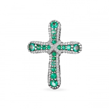 GOLD CROSS WITH EMERALDS AND DIAMONDS - П431И