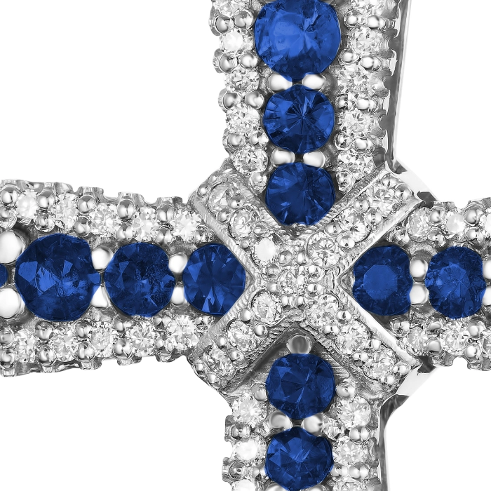 GOLD CROSS WITH SAPPHIRES AND DIAMONDS - П431с