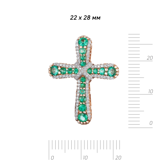 GOLD CROSS WITH EMERALDS AND DIAMONDS - П431и