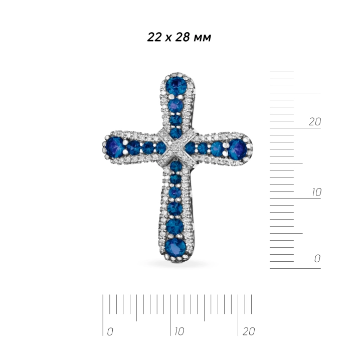 GOLD CROSS WITH SAPPHIRES AND DIAMONDS - П431с