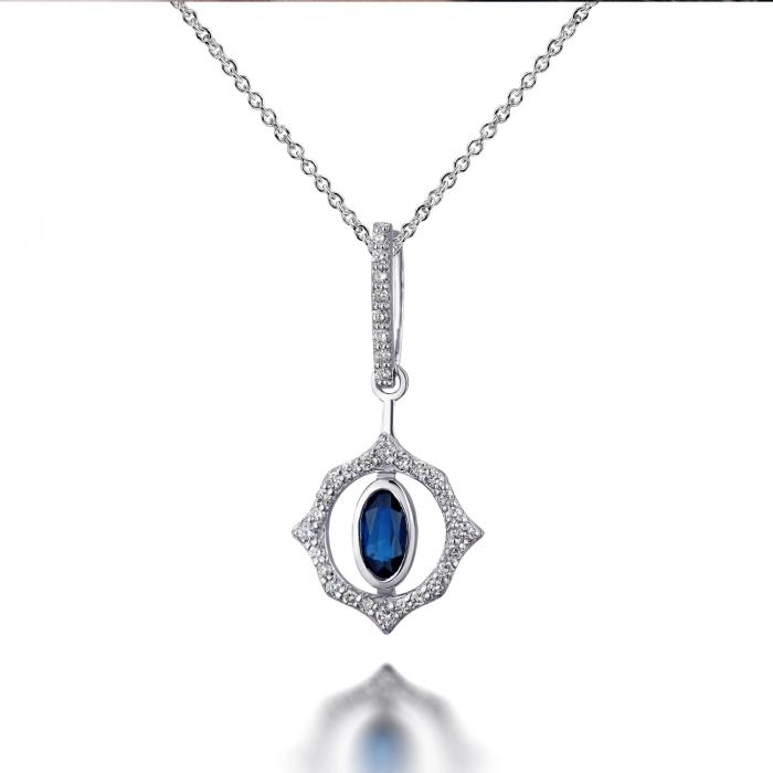 GOLD PENDANT WITH SAPPHIRE AND DIAMONDS - П437С